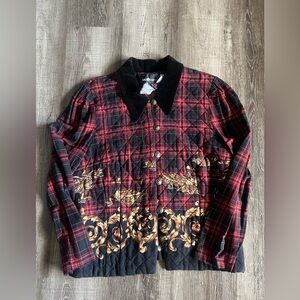 Vintage Plaid Quilted Jacket Ducks Baroque Trim Sz 14 Heritage Equestrian Preppy